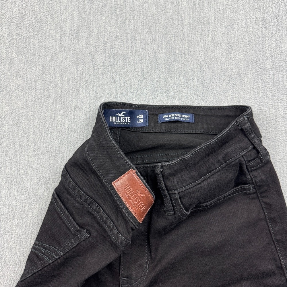 Hollister Jeans Womens 29x28 Black Low Rise Super Skinny Distressed Classic - Picture 4 of 14
